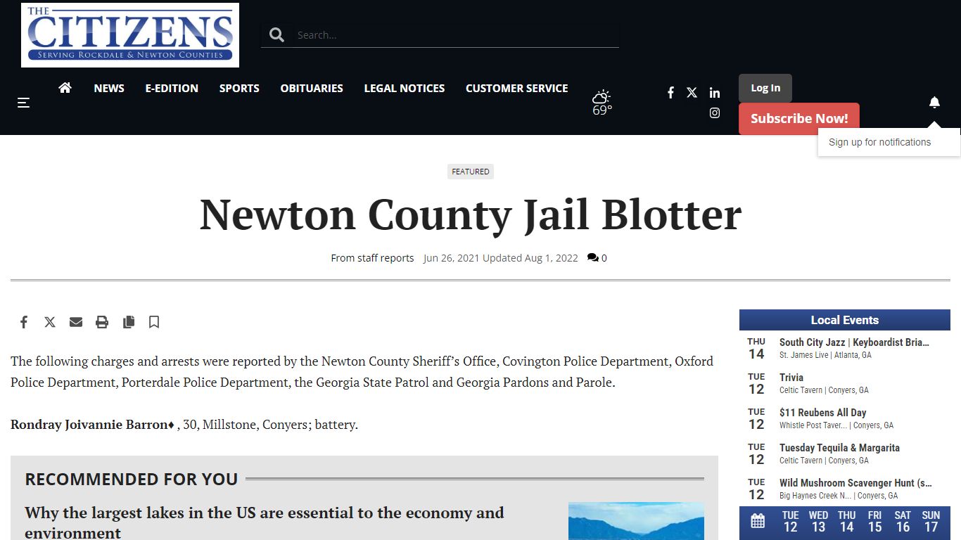 Newton County Jail Blotter | News | rockdalenewtoncitizen.com